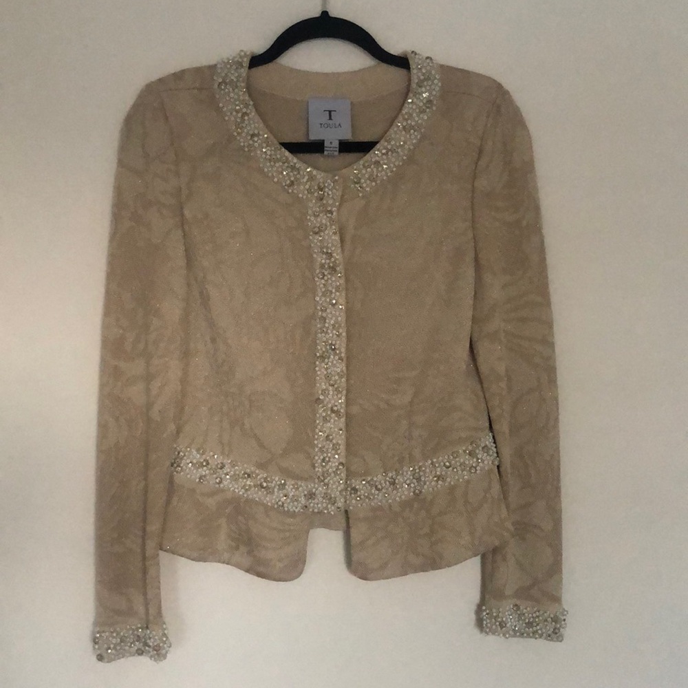 Toula Snap Front Jacket with Pearl Embellishments